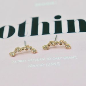 Gorgeous Dainty Gold Rhinestone Ear Cuff Studs